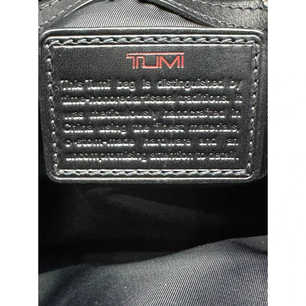 Tumi Nylon Leather Trim Flat Messenger Crossbody Bag Black 24105D Unisex